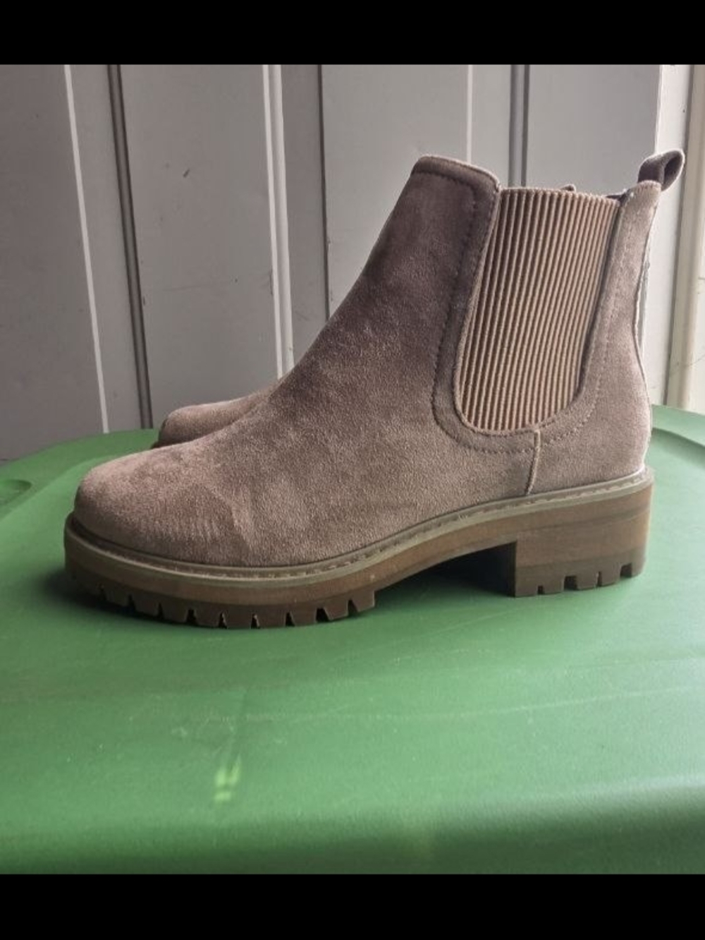 Unilady Taupe Suede Chelsea Boots Size 7.5